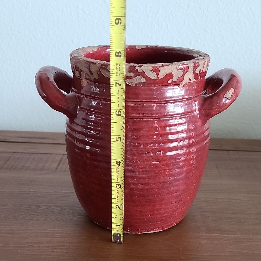 Pottery Barn Rustic Red Ceramic Vase - Picture 2 of 8